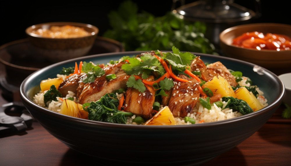 Recette de riz sauté au poulet et à l'ananas